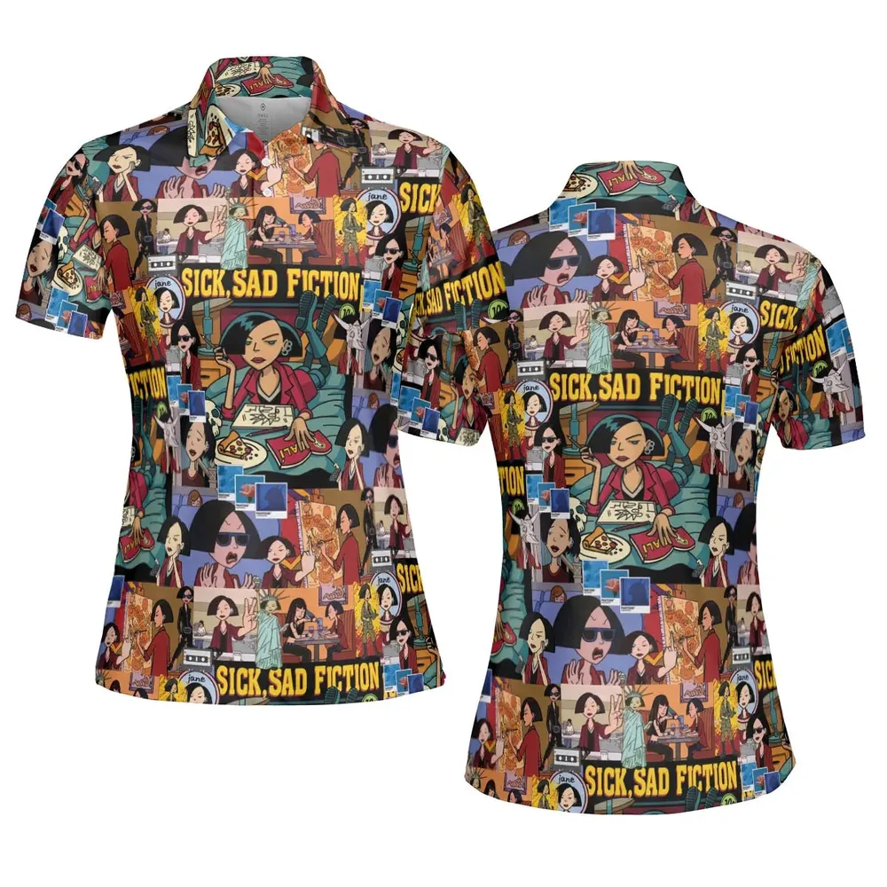 Daria Sick Sad Fiction Pattern AOP Men/Women Polo Shirt - 5