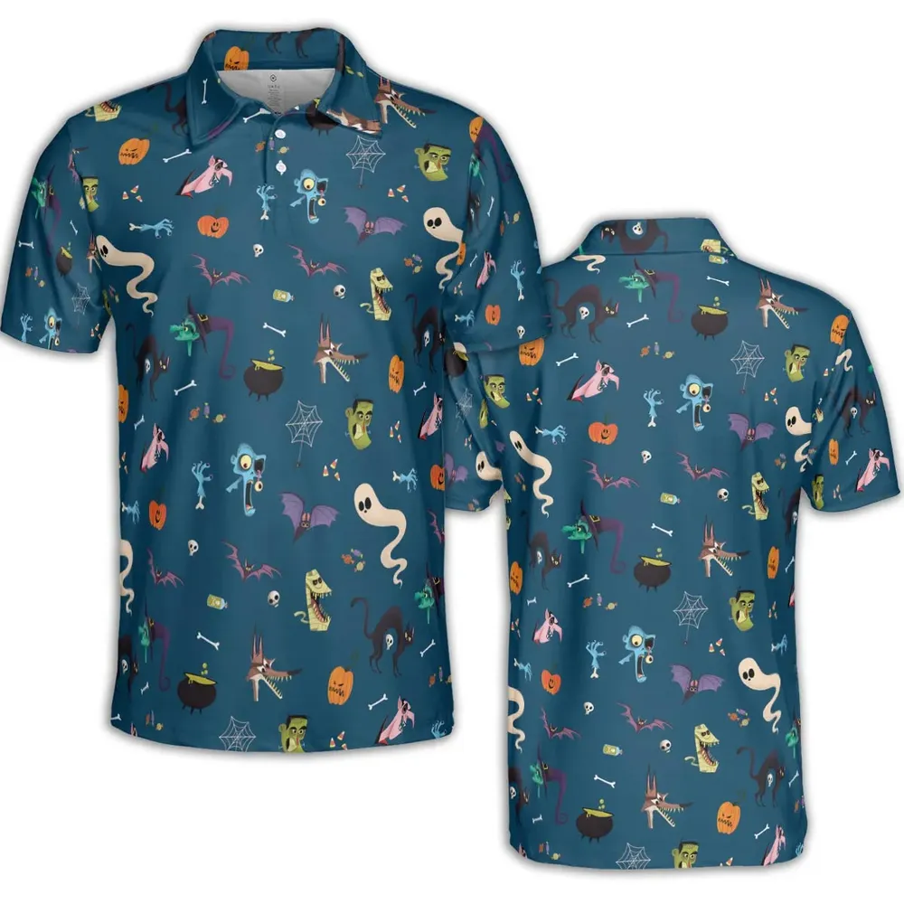 Cute Spooky Classic Monster AOP Men/Women Polo Shirt - 2