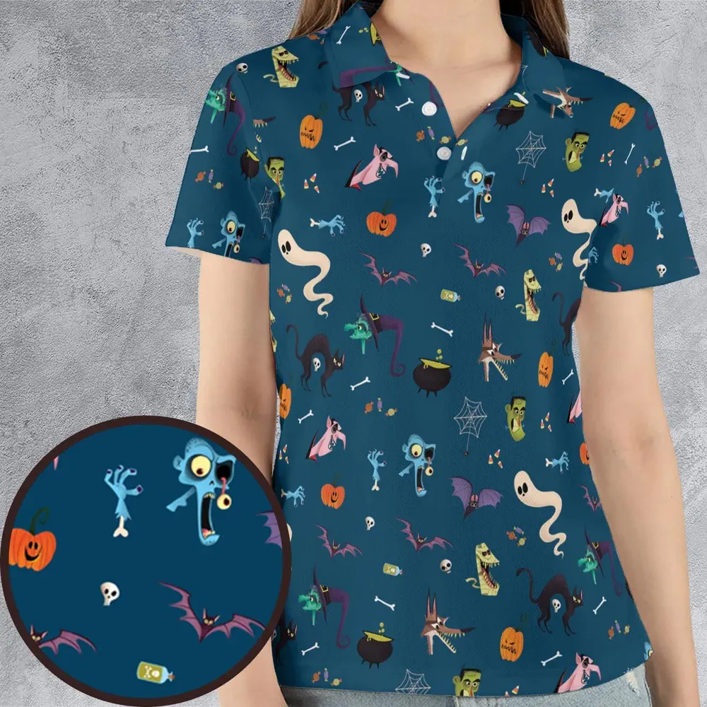 Cute Spooky Classic Monster AOP Men/Women Polo Shirt - 4