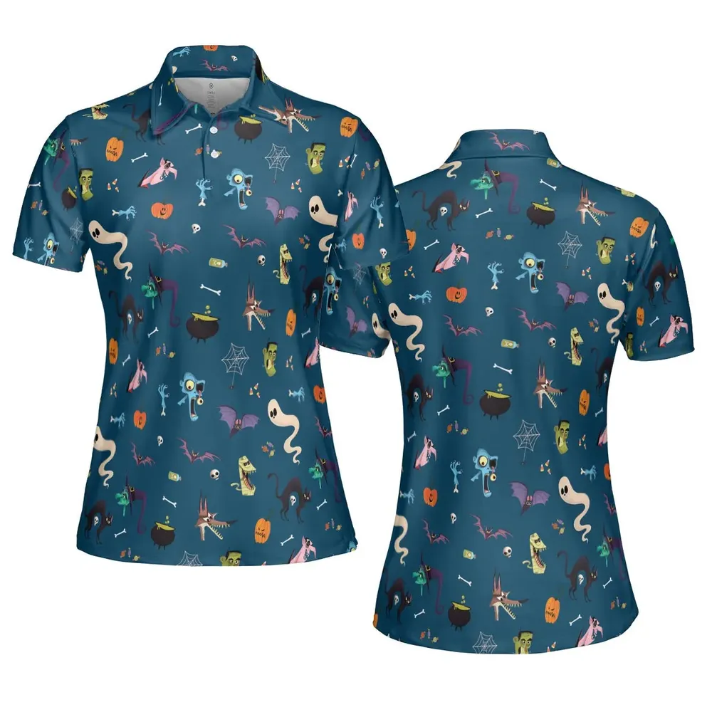 Cute Spooky Classic Monster AOP Men/Women Polo Shirt - 5