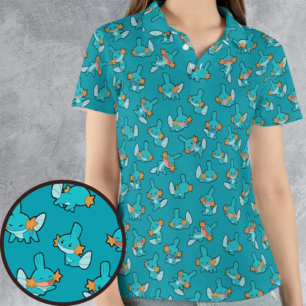Cute Mudkips Pokemon AOP Men/Women Polo Shirt - 4