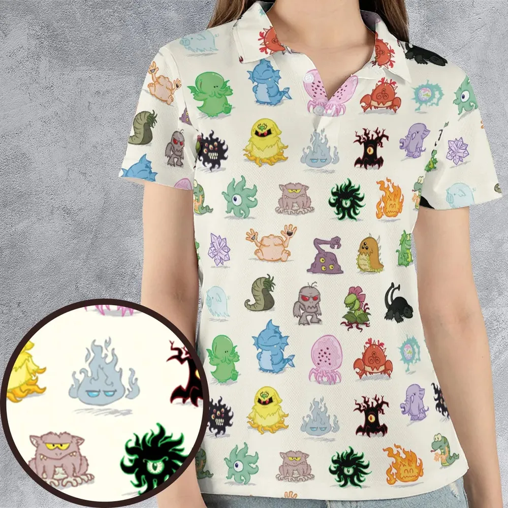 Cute Monsters H. P. Lovecraft AOP Men/Women Polo Shirt - 4