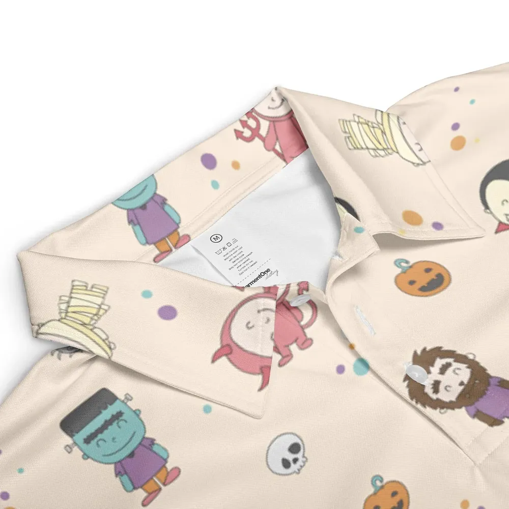 Cute Halloween Characters Pattern AOP Men/Women Polo Shirt - 3