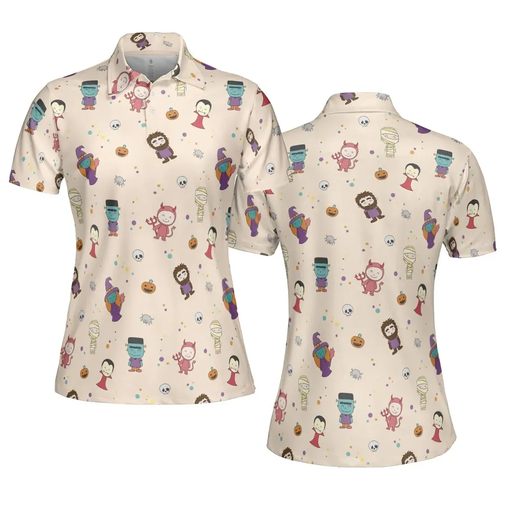 Cute Halloween Characters Pattern AOP Men/Women Polo Shirt - 5
