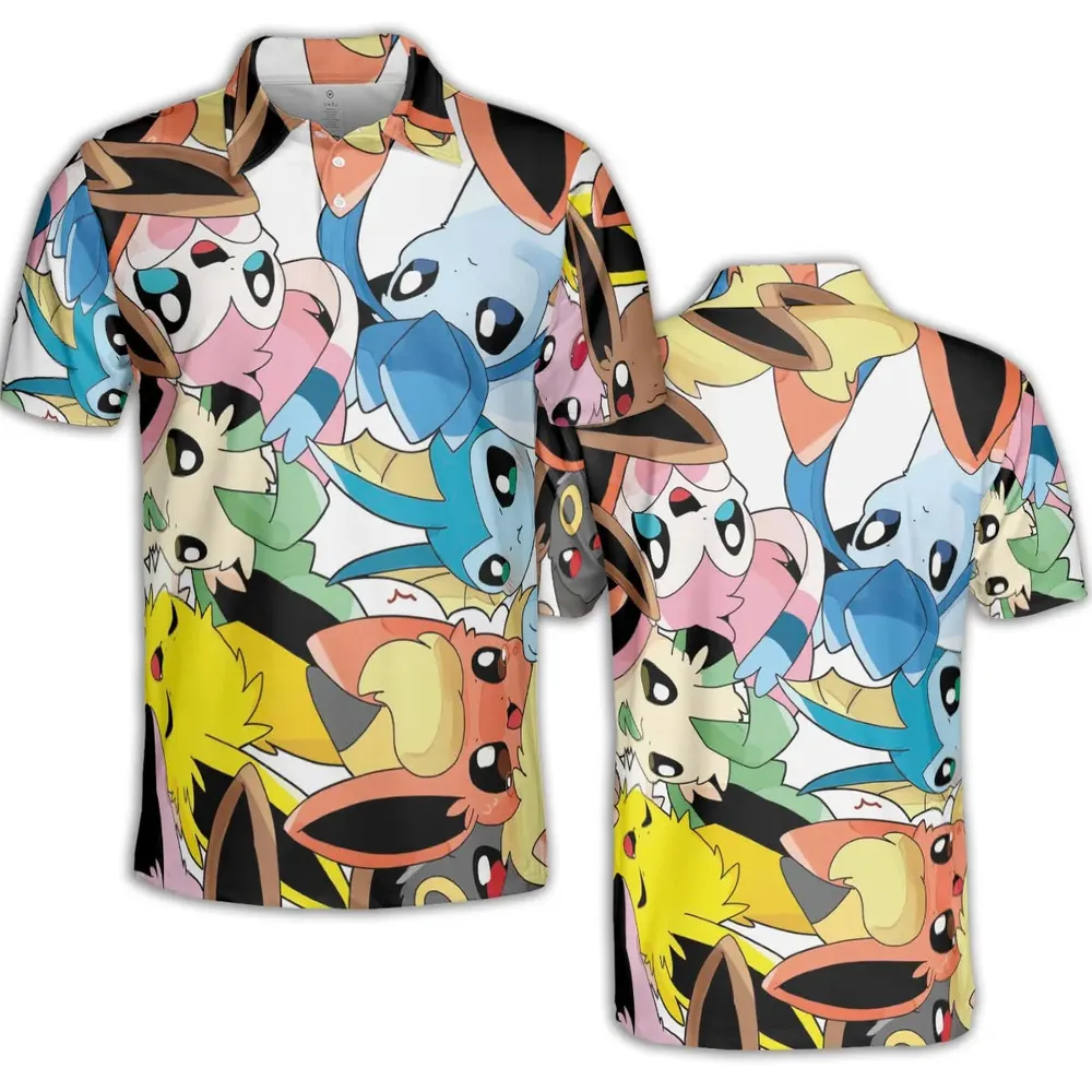 Cute Eevee Evolution Pokemon AOP Men/Women Polo Shirt - 2