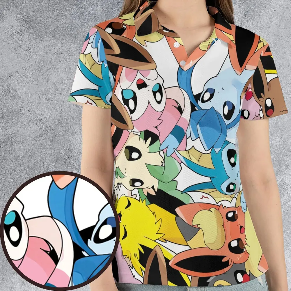 Cute Eevee Evolution Pokemon AOP Men/Women Polo Shirt - 4