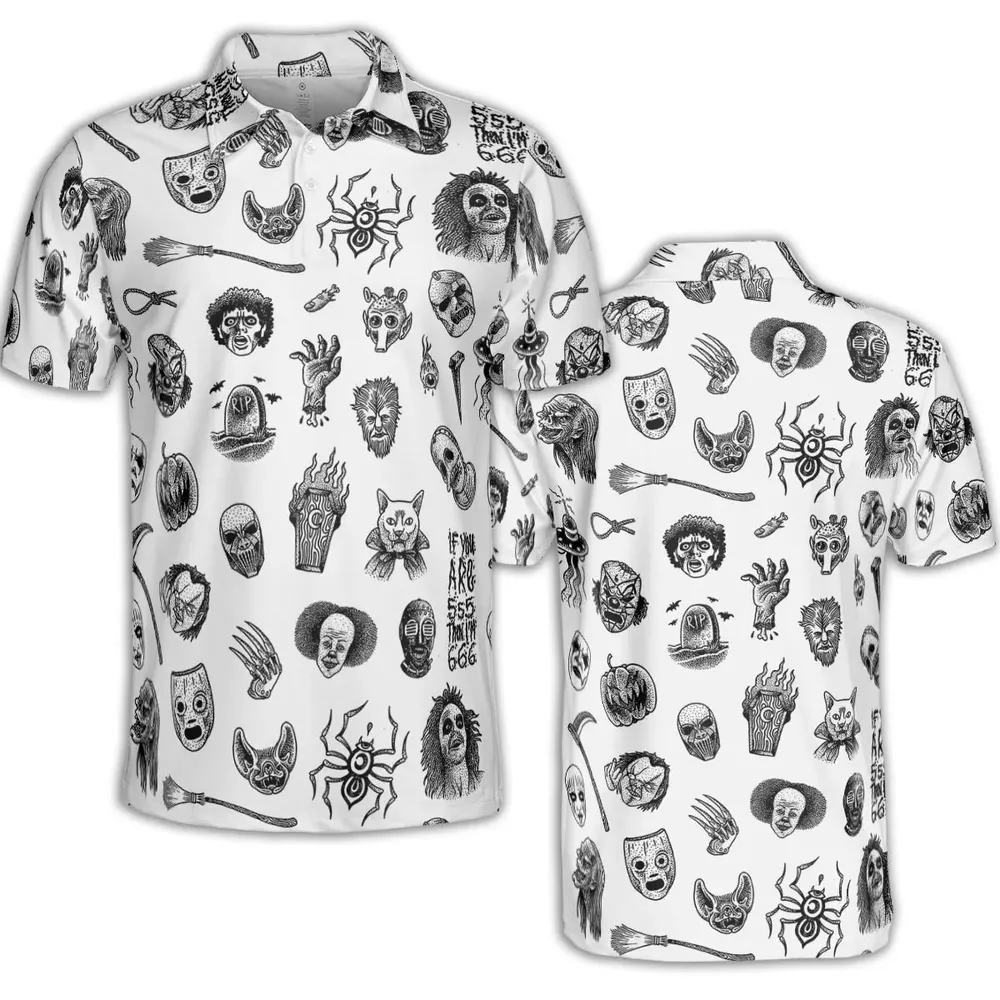 Cult Horror Characters Cryptkeeper Beetlejuice Chucky Fears of a clown AOP Men/Women Polo Shirt - 2