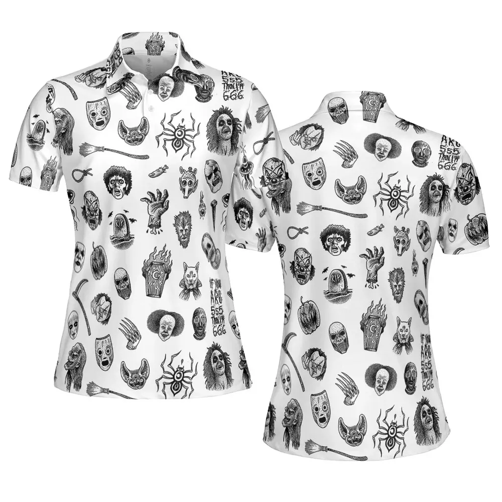 Cult Horror Characters Cryptkeeper Beetlejuice Chucky Fears of a clown AOP Men/Women Polo Shirt - 5