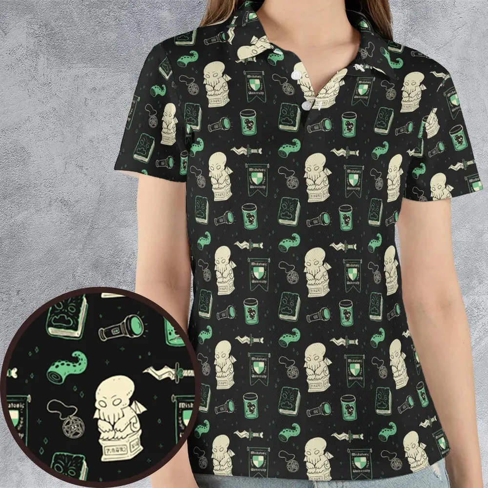 Cthulhu H.P Lovecraft Miskatonic University AOP Men/Women Polo Shirt - 4