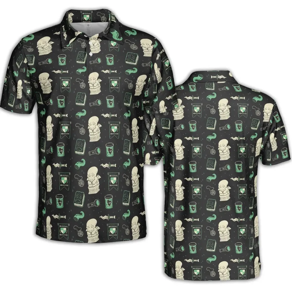 Cthulhu H.P Lovecraft Miskatonic University AOP Men/Women Polo Shirt - 2
