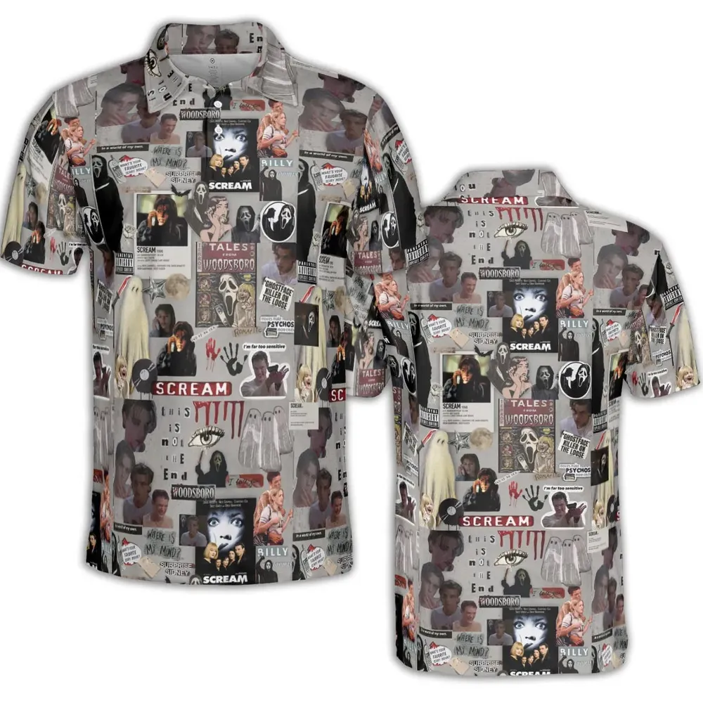 Crime Scene Scream Aesthetic Pattern AOP Men/Women Polo Shirt - 2