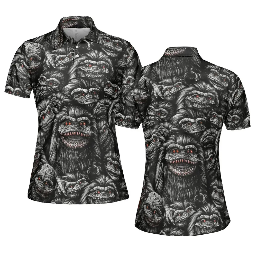 Critters Pattern Halloween AOP Men/Women Polo Shirt - 5