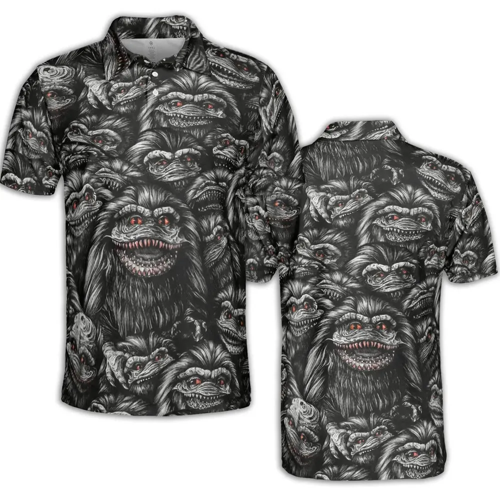 Critters Pattern Halloween AOP Men/Women Polo Shirt - 2