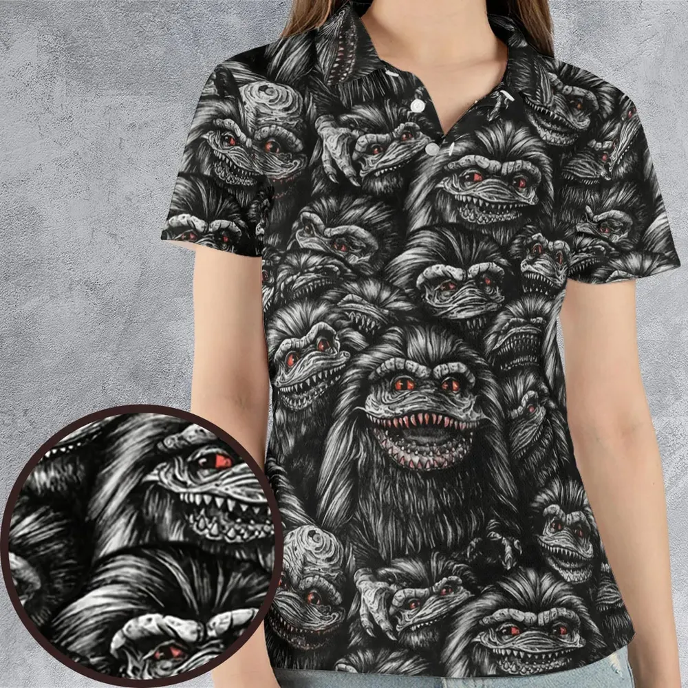 Critters Pattern Halloween AOP Men/Women Polo Shirt - 4