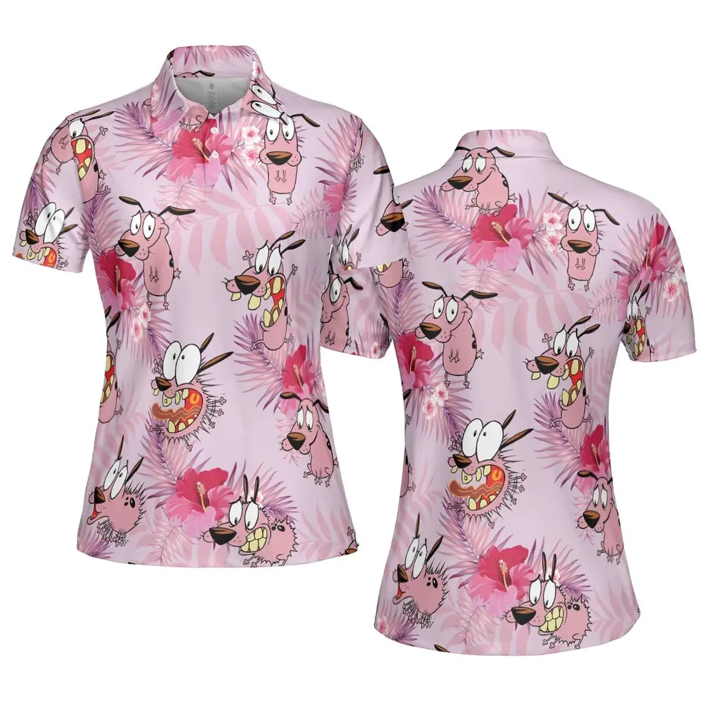 Courage the Cowardly Dog Floral Tropical AOP Men/Women Polo Shirt - 5