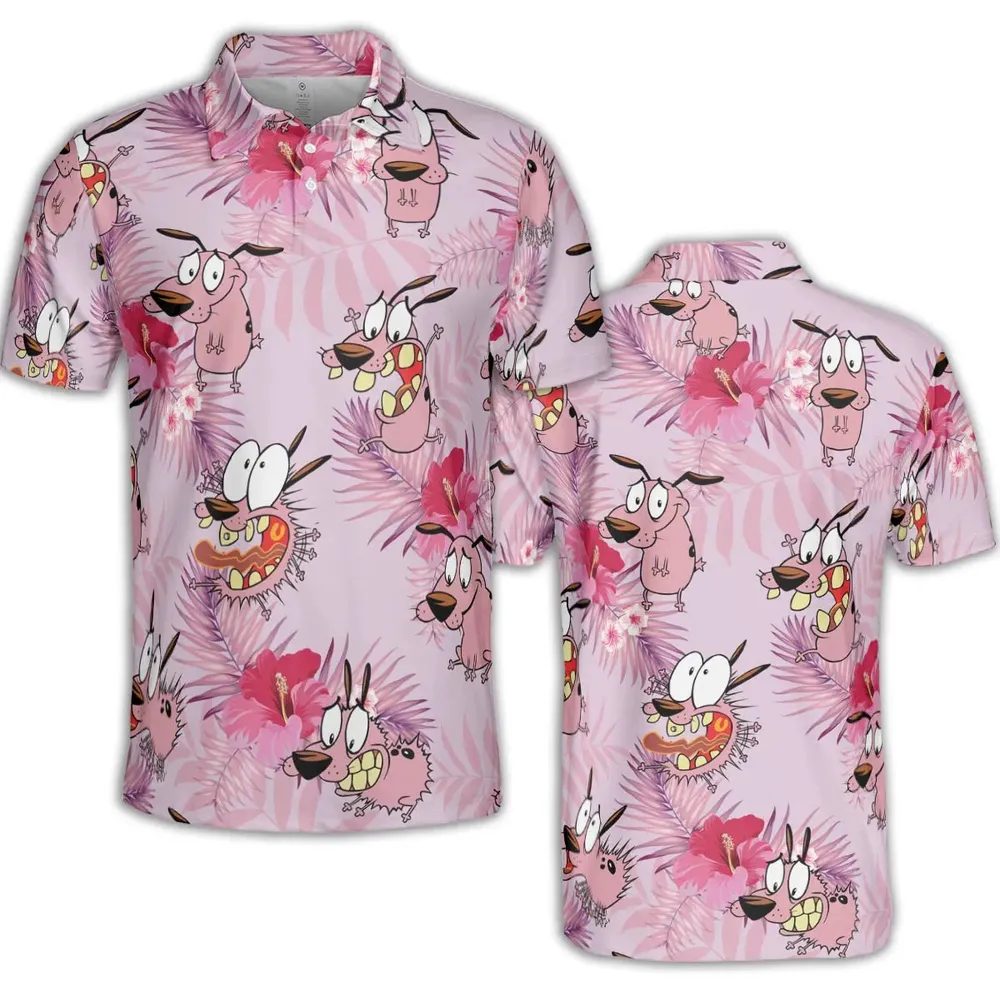 Courage the Cowardly Dog Floral Tropical AOP Men/Women Polo Shirt - 2