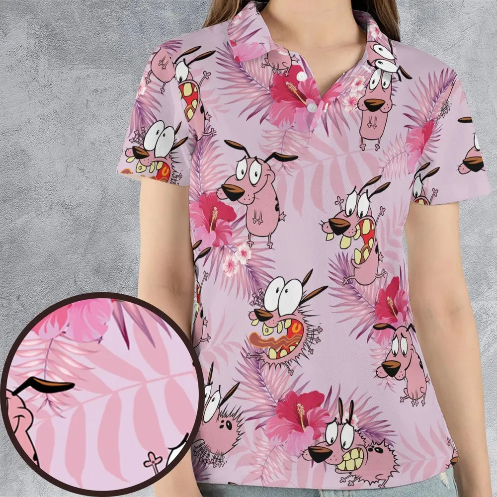 Courage the Cowardly Dog Floral Tropical AOP Men/Women Polo Shirt - 4
