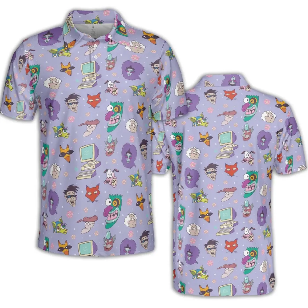 Courage the Cowardly Dog Characters Pattern AOP Men/Women Polo Shirt - 2