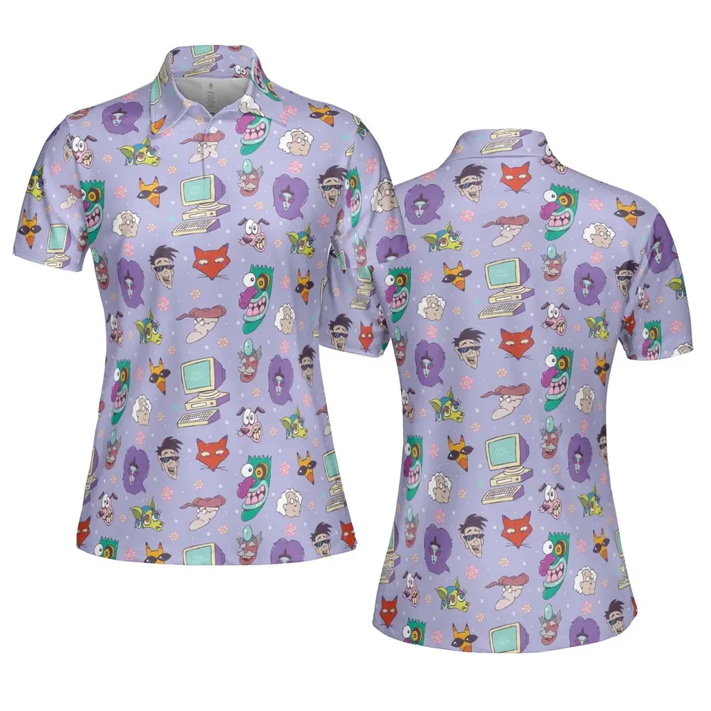 Courage the Cowardly Dog Characters Pattern AOP Men/Women Polo Shirt - 5