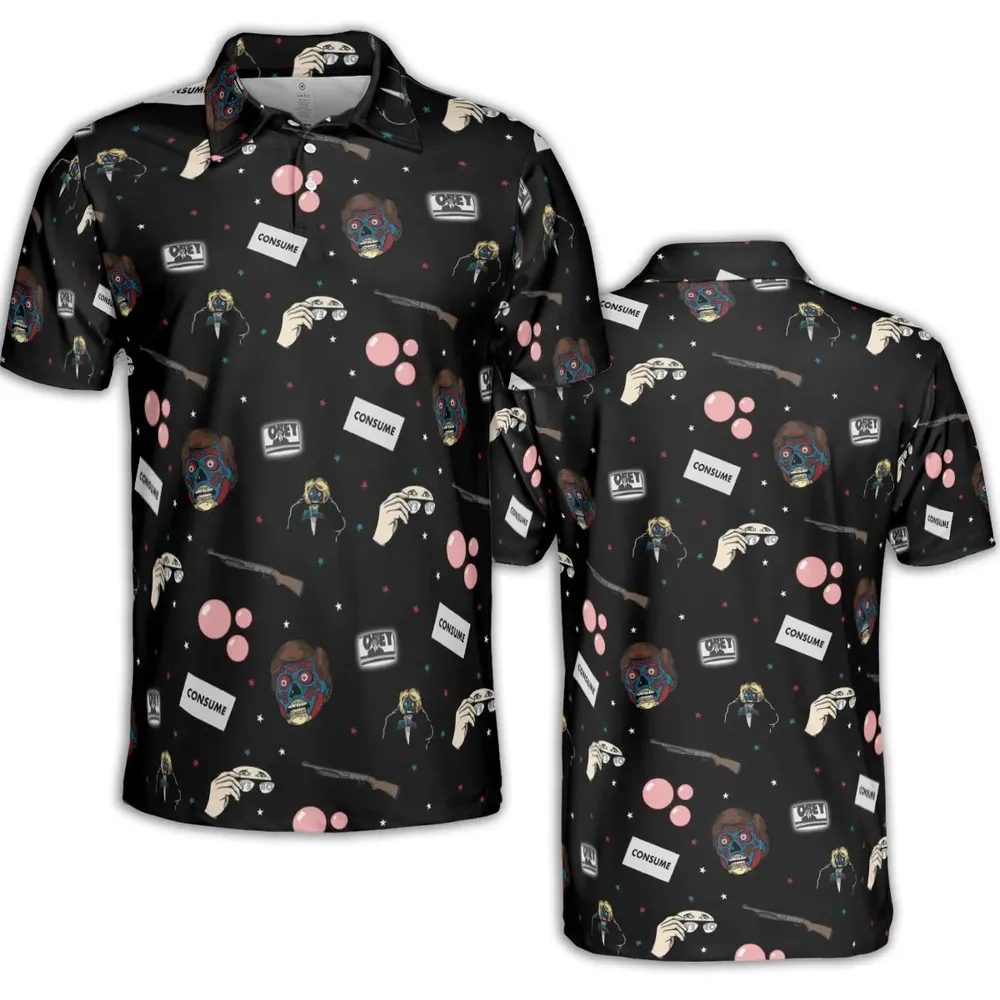 Consume They Live Patterns AOP Men/Women Polo Shirt - 2