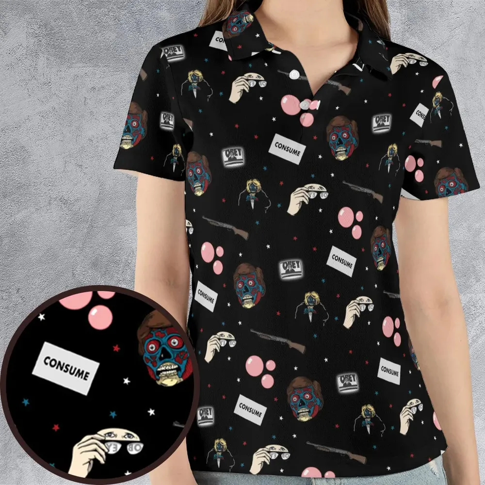 Consume They Live Patterns AOP Men/Women Polo Shirt - 4