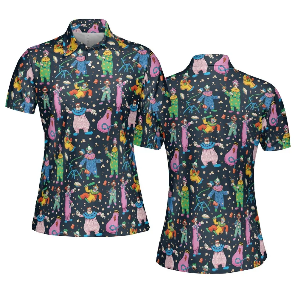 Clowns Popcorn Killer Klowns from Outer Space Pattern AOP Men/Women Polo Shirt - 5