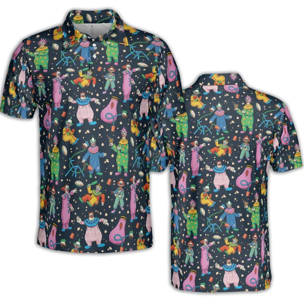 Clowns Popcorn Killer Klowns from Outer Space Pattern AOP Men/Women Polo Shirt - 2
