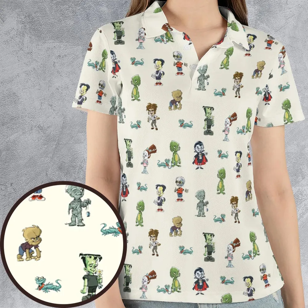 Classic Universal Monster Babies AOP Men/Women Polo Shirt - 4