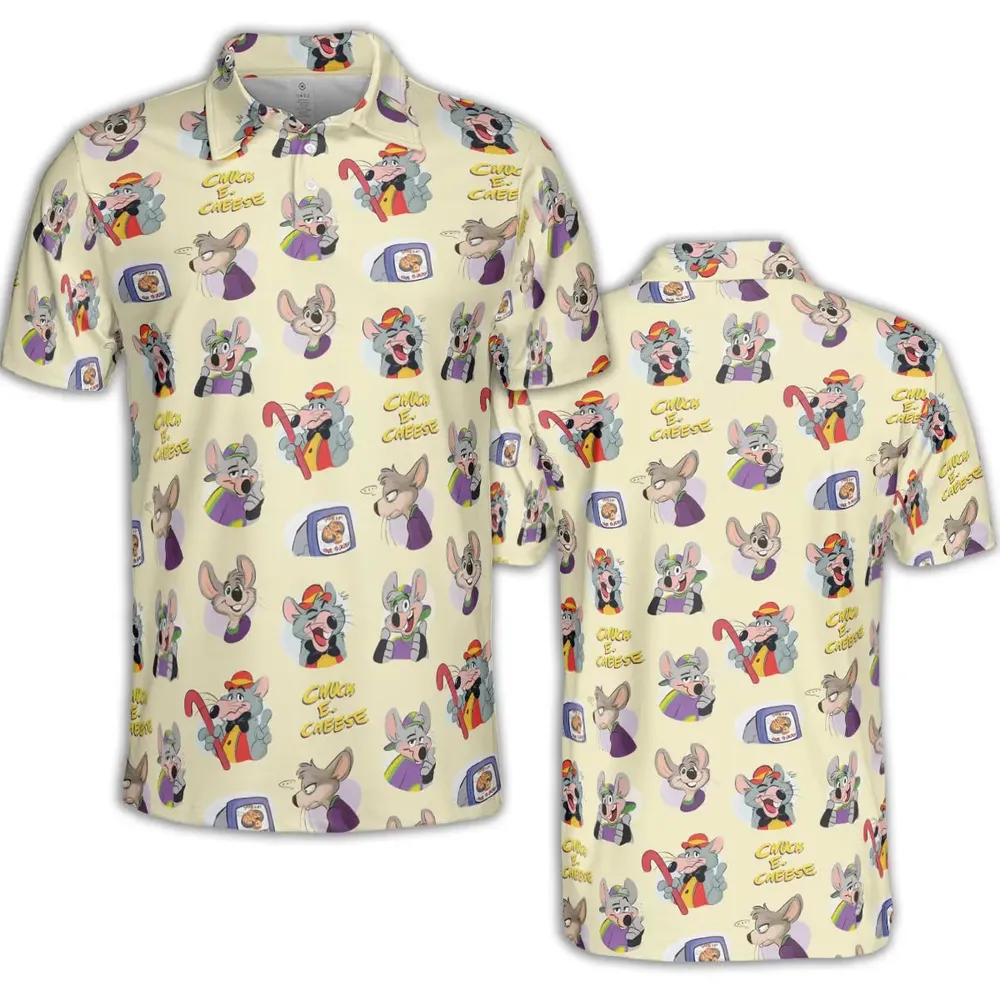 Chuck E. Cheese Pattern AOP Men/Women Polo Shirt - 2