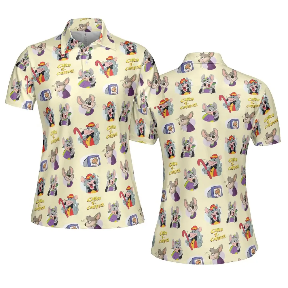 Chuck E. Cheese Pattern AOP Men/Women Polo Shirt - 5