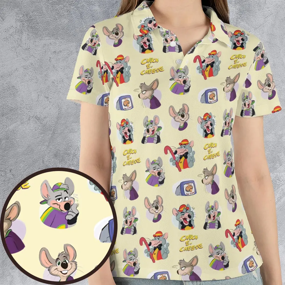 Chuck E. Cheese Pattern AOP Men/Women Polo Shirt - 4