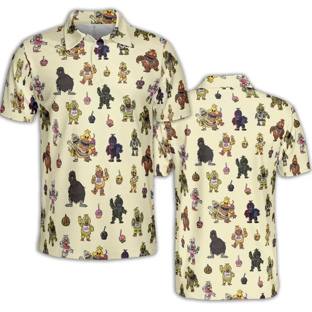 Chica Chicken Five Nights at Freddy's Pattern AOP Men/Women Polo Shirt - 2