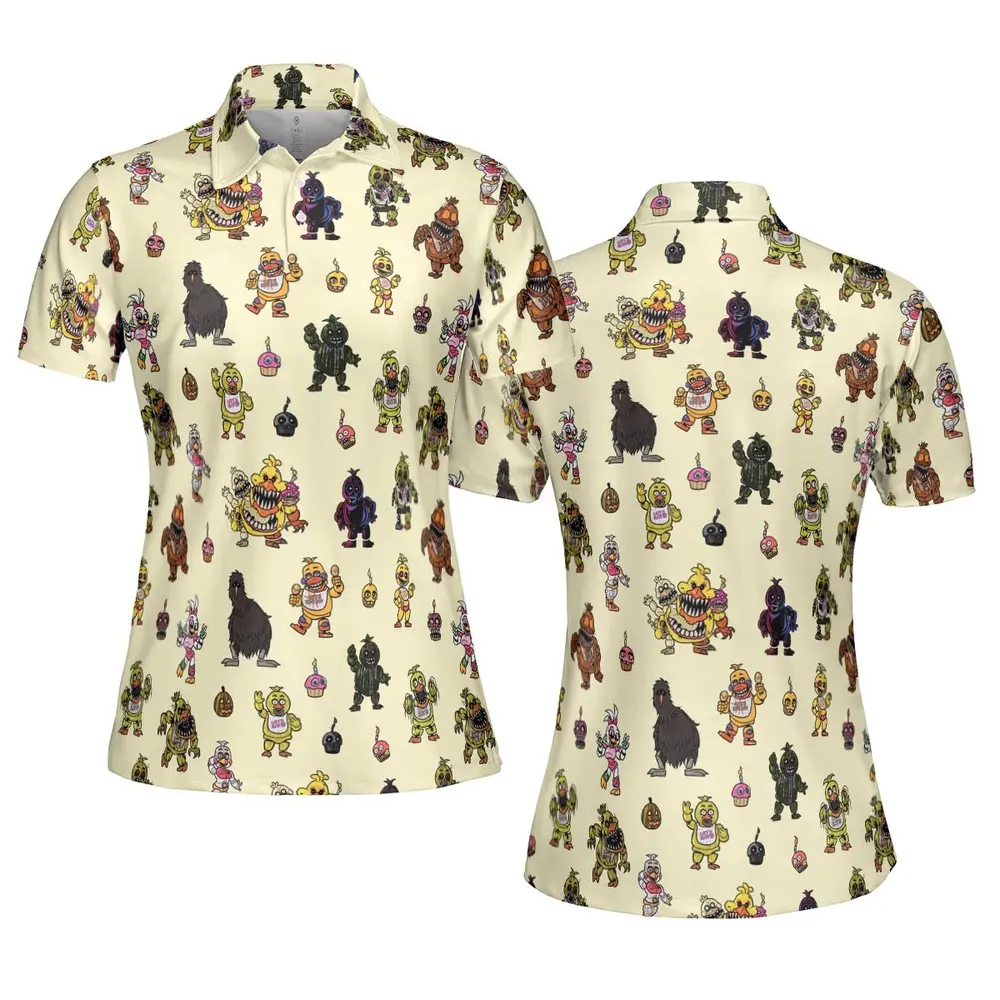 Chica Chicken Five Nights at Freddy's Pattern AOP Men/Women Polo Shirt - 5