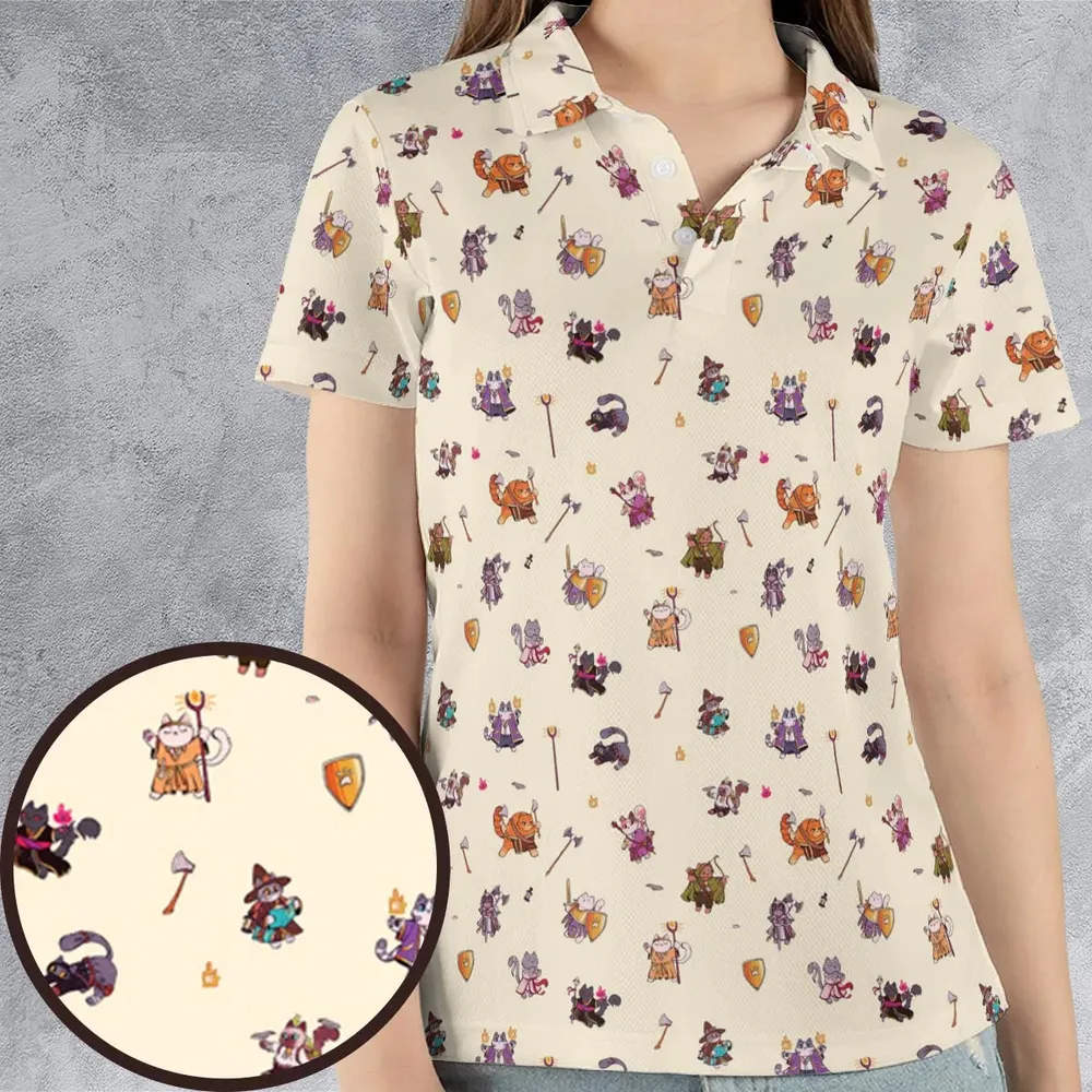 Cats In DnD Pattern AOP Men/Women Polo Shirt - 4