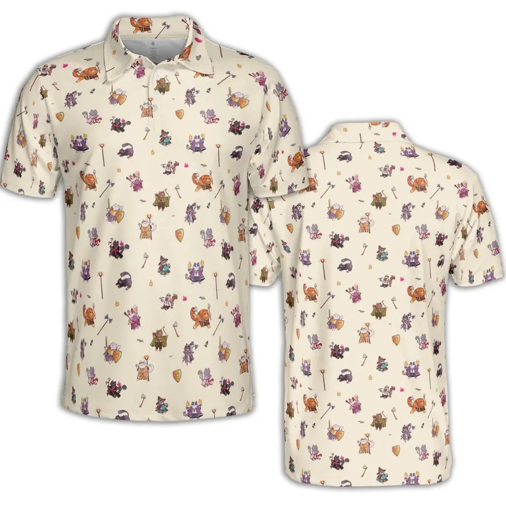 Cats In DnD Pattern AOP Men/Women Polo Shirt - 2