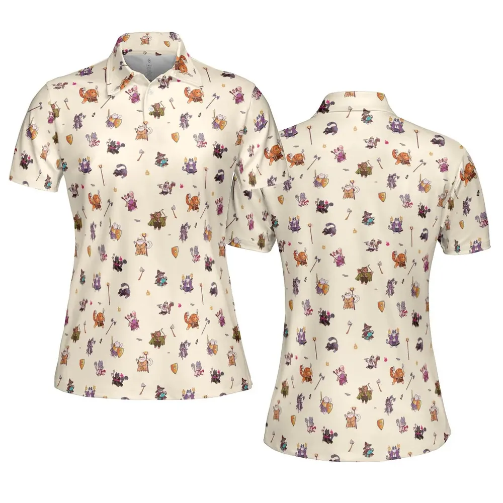 Cats In DnD Pattern AOP Men/Women Polo Shirt - 5