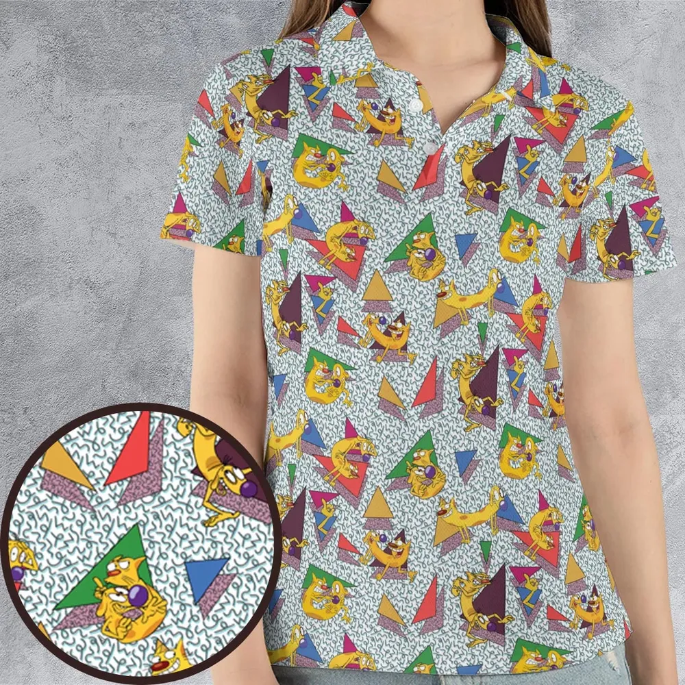 Catdog 90s Cartoon Pattern AOP Men/Women Polo Shirt - 4