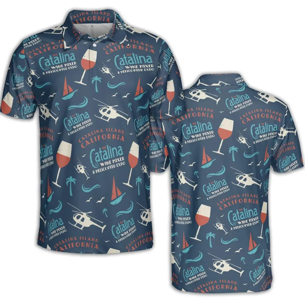 Catalina Wine Mixer Pattern AOP Men/Women Polo Shirt - 2
