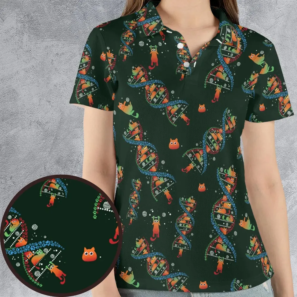Cat Kitten DNA Pattern AOP Men/Women Polo Shirt - 4