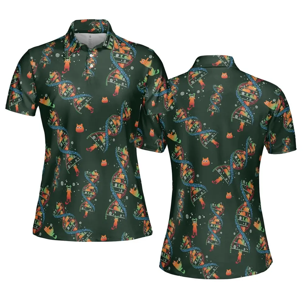 Cat Kitten DNA Pattern AOP Men/Women Polo Shirt - 5