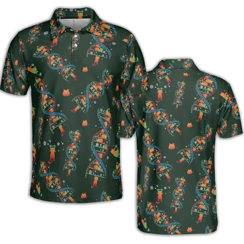 Cat Kitten DNA Pattern AOP Men/Women Polo Shirt - 2