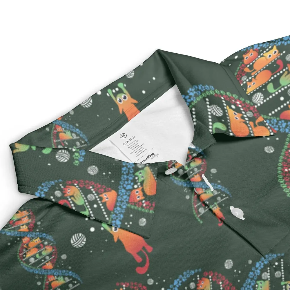 Cat Kitten DNA Pattern AOP Men/Women Polo Shirt - 3