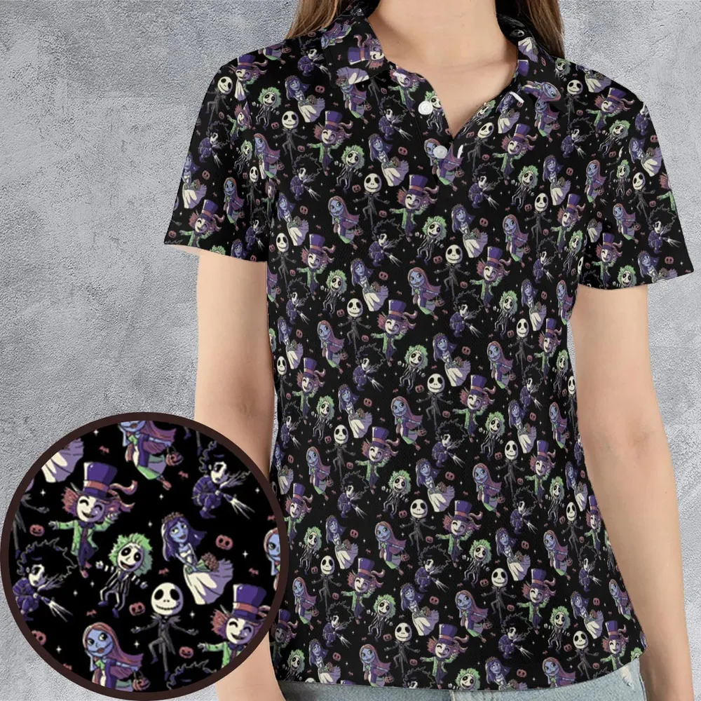 Buttons Characters Pattern AOP Men/Women Polo Shirt - 4