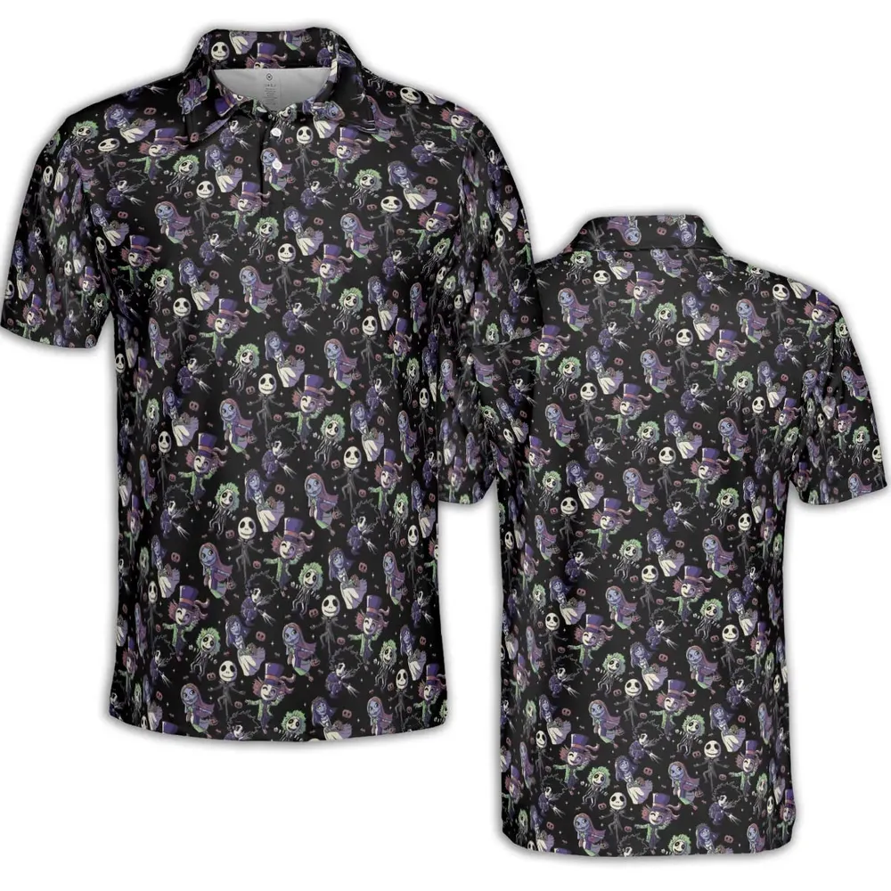 Buttons Characters Pattern AOP Men/Women Polo Shirt - 2