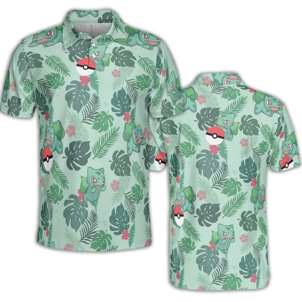 Bulbasaur Pokemon Pattern AOP Men/Women Polo Shirt - 2