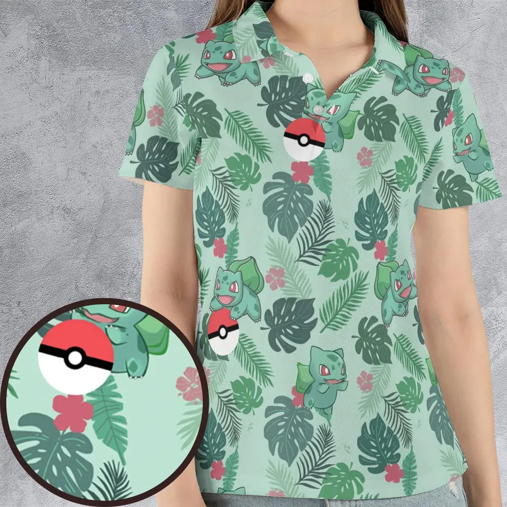Bulbasaur Pokemon Pattern AOP Men/Women Polo Shirt - 4