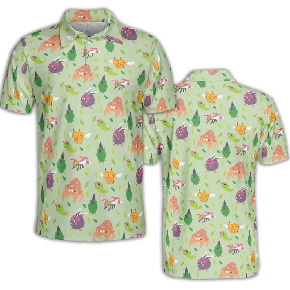 Bug Type Pokemon Pattern AOP Men/Women Polo Shirt - 2