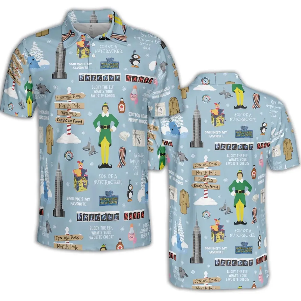 Buddy the ELF Quotes Christmas AOP Men/Women Polo Shirt - 2