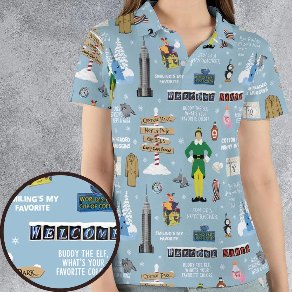 Buddy the ELF Quotes Christmas AOP Men/Women Polo Shirt - 4