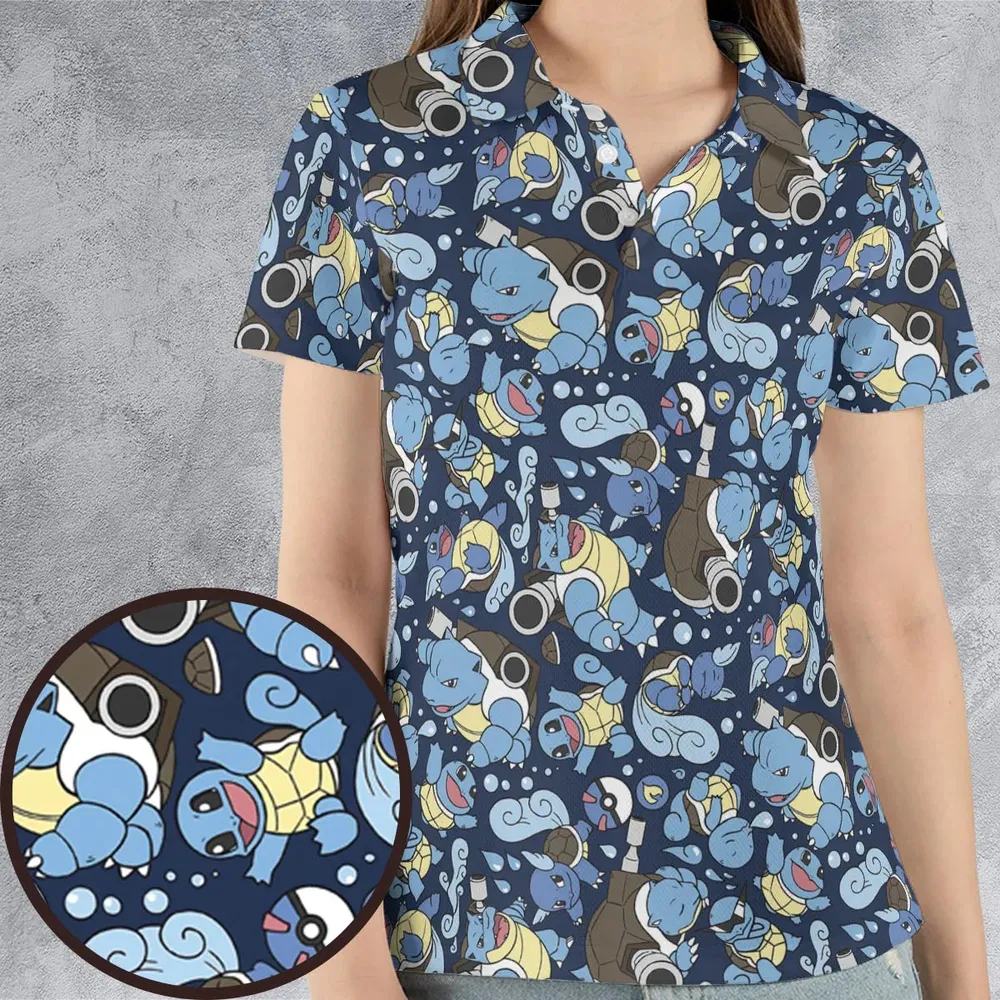 Blastoise Wartortle Squirtle Pokemon Pattern AOP Men/Women Polo Shirt - 4